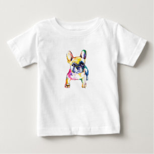 Französischer Bulldog Wasserfarben Hand Gezeichne Baby T-shirt