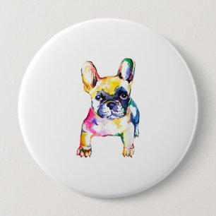 Französischer Bulldog Wasserfarben Hand Gezeichnet Button