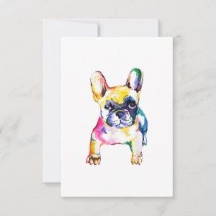 Französischer Bulldog Wasserfarben Hand Gezeichnet RSVP Karte