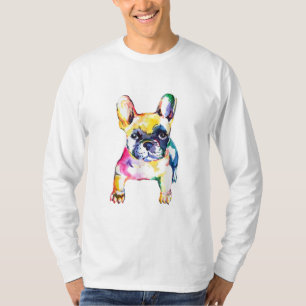 Französischer Bulldog Wasserfarben Hand Gezeichnet T-Shirt