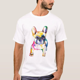 Französischer Bulldog Wasserfarben Hand Gezeichnet T-Shirt