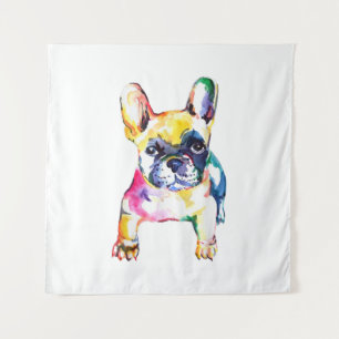 Französischer Bulldog Wasserfarben Hand Gezeichnet Wandteppich