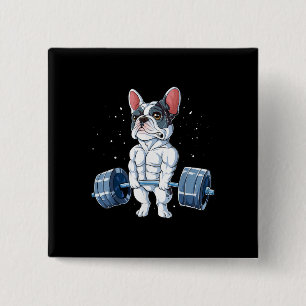 Französischer Bulldog Weightlift Funny Deadlift Gy Button