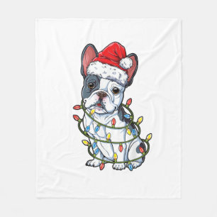 Französischer Bulldog Weihnachtsbaum Lichter Xmas  Fleecedecke