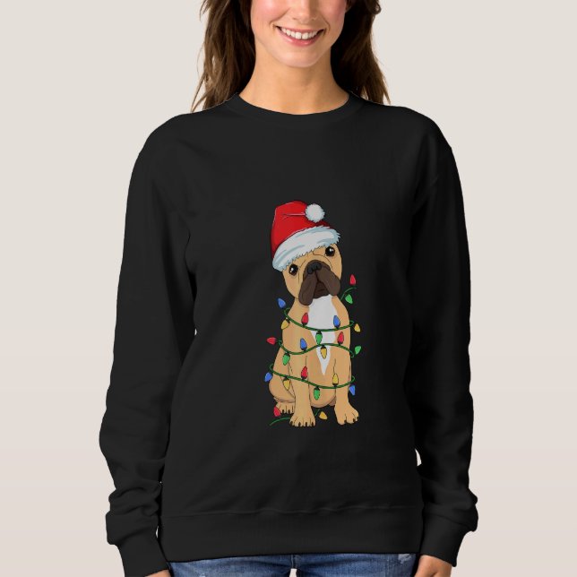 Französischer Bulldog Weihnachtsbaum Light Santa D Sweatshirt (Vorderseite)