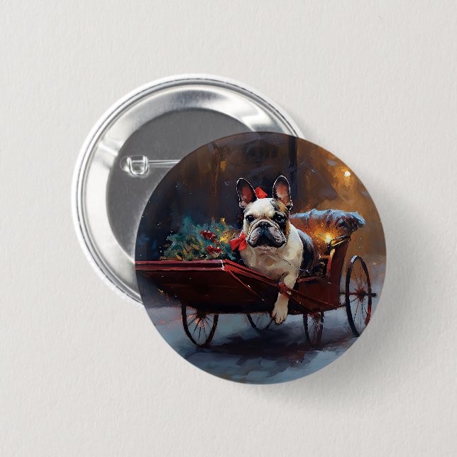 Französischer Bulldog Weihnachtsfeiertag Button (Vorne & Hinten)