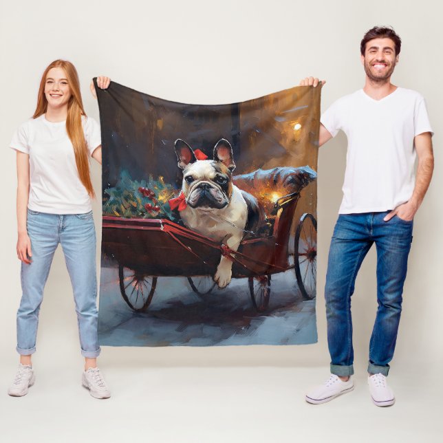 Französischer Bulldog Weihnachtsfeiertag Fleecedecke (Beispiel)