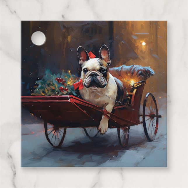 Französischer Bulldog Weihnachtsfeiertag Geschenkanhänger (Vorderseite)