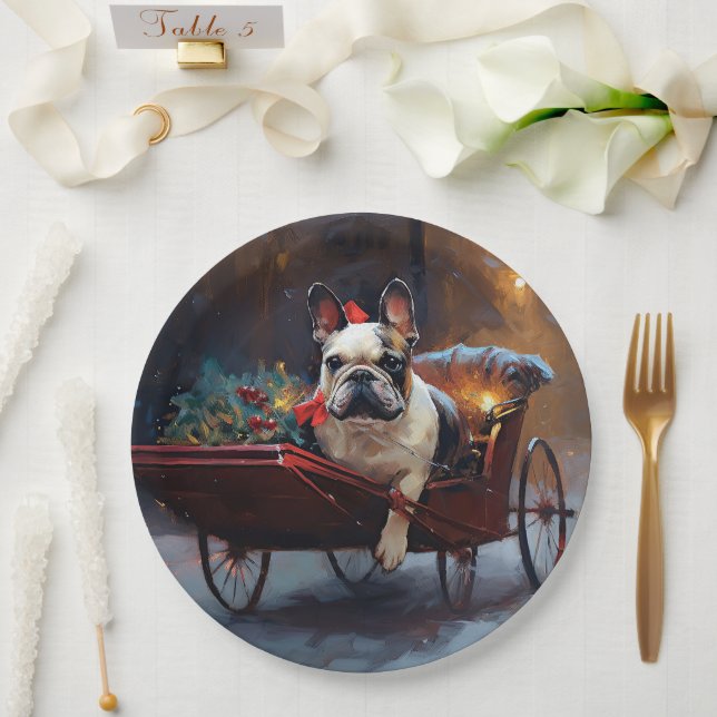 Französischer Bulldog Weihnachtsfeiertag Pappteller (Hochzeit)