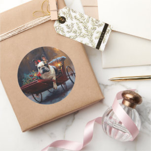 Französischer Bulldog Weihnachtsfeiertag Runder Aufkleber