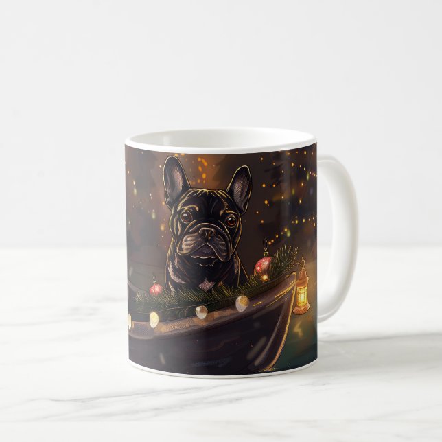 Französischer Bulldog Weihnachtsfest Reise Kaffeetasse (VorderseiteRechts)