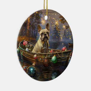 Französischer Bulldog Weihnachtsfest Reise Keramik Ornament