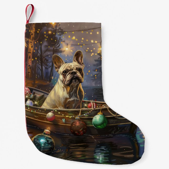 Französischer Bulldog Weihnachtsfest Reise Kleiner Weihnachtsstrumpf (Vorderseite)