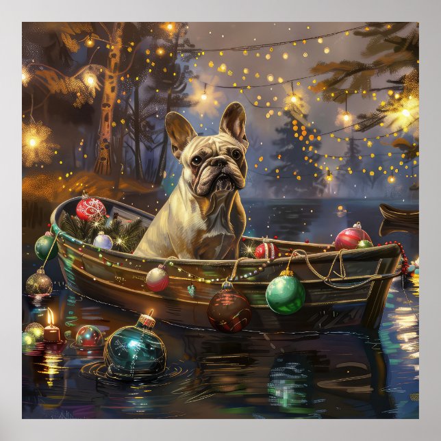 Französischer Bulldog Weihnachtsfest Reise Poster (Vorne)