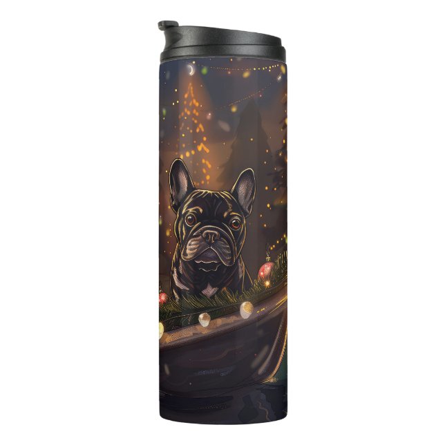 Französischer Bulldog Weihnachtsfest Reise Thermosbecher (Nach rechts gedreht)
