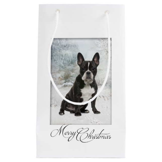 Französischer Bulldog Weihnachtsgeschenk Kleine Geschenktüte (Vorderseite)