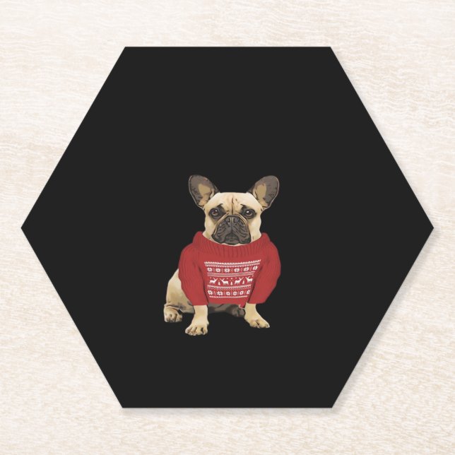 Französischer Bulldog Weihnachtsgeschenke und Weih Untersetzer (Vorderseite)
