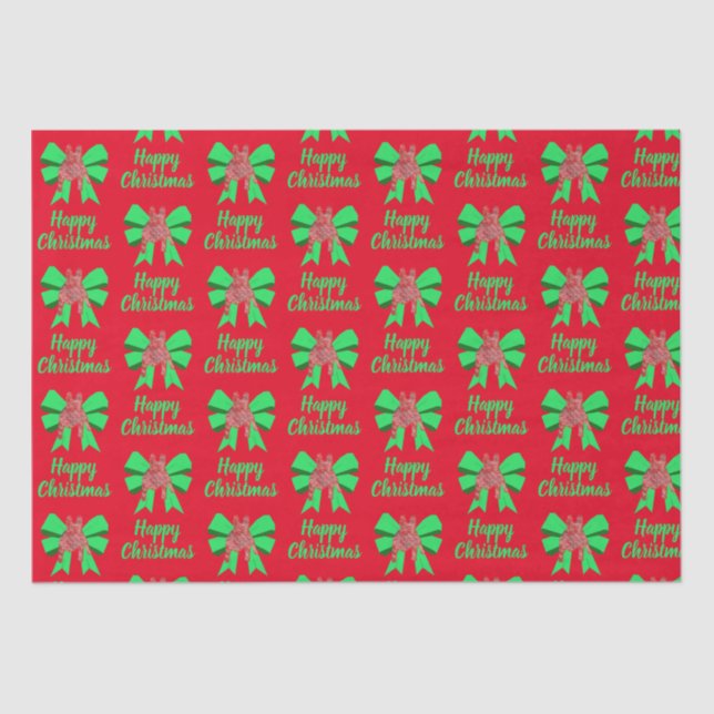 Französischer Bulldog Weihnachtshund & Grüner Bow  Seidenpapier (Vorderseite)