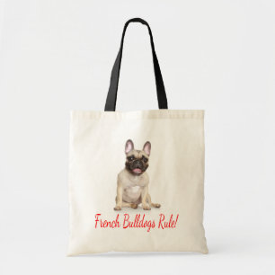Französischer Bulldog Welpe Hund Leinwand Tote Tas Tragetasche