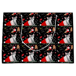 Französischer Bulldog Welpe in Santa's Hat-Muster Große Geschenktüte