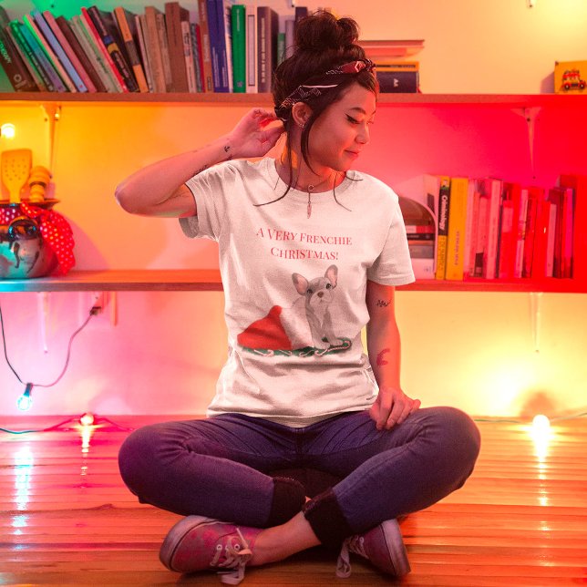 Französischer Bulldog Welpe in Santa's Hat T-Shirt (Von Creator hochgeladen)