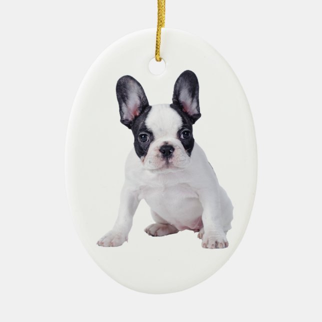 Französischer Bulldog-Welpe Keramik Ornament (Vorne)