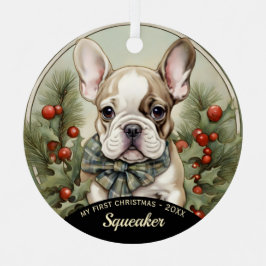 Französischer Bulldog Welpe's First Christmas Orna Ornament Aus Metall