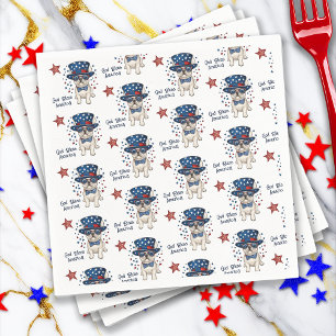Französischer Bulldog Whimsical Patriotic Red Whit Serviette