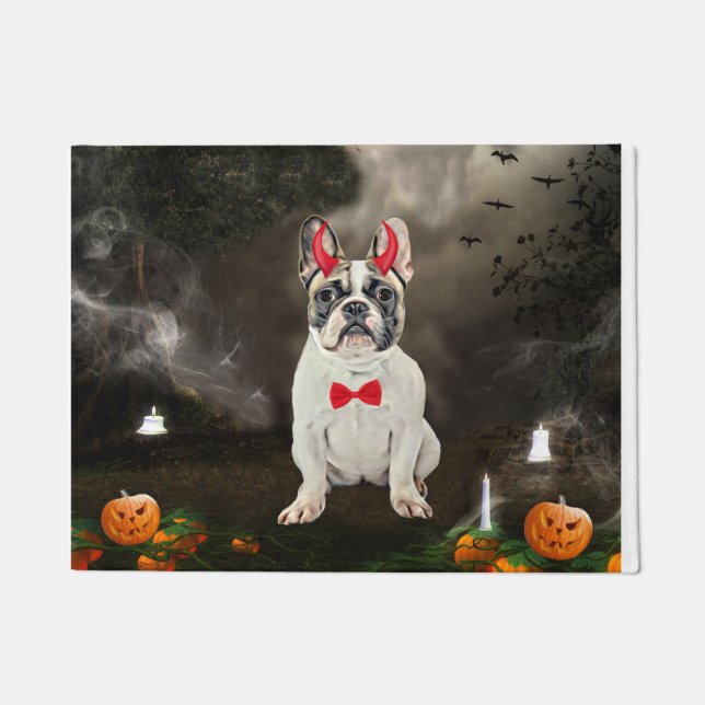 Französischer Bulldog zu Halloween Fußmatte (Vorderseite)