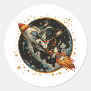 Französischer Bulldogge-Astronaut Runder Aufkleber