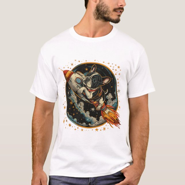 Französischer Bulldogge-Astronaut T-Shirt (Vorderseite)