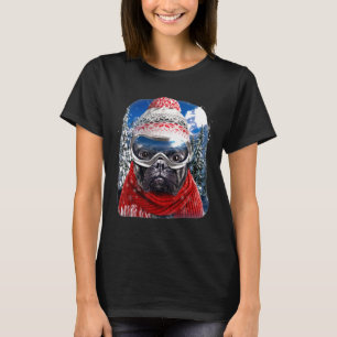 Französischer Bulldogge im Winter Ski-Snowboardwag T-Shirt