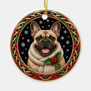 Französischer Bulldogge Kuschelschal keltisches We Keramik Ornament