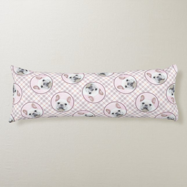 Französischer Bulldogge Malerei Weißes Cream Pet H Seitenschläferkissen (Vorderseite)