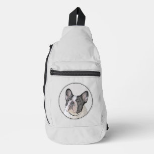 Französischer Bulldogge Malerei White Black Pied D Crossbody Bag