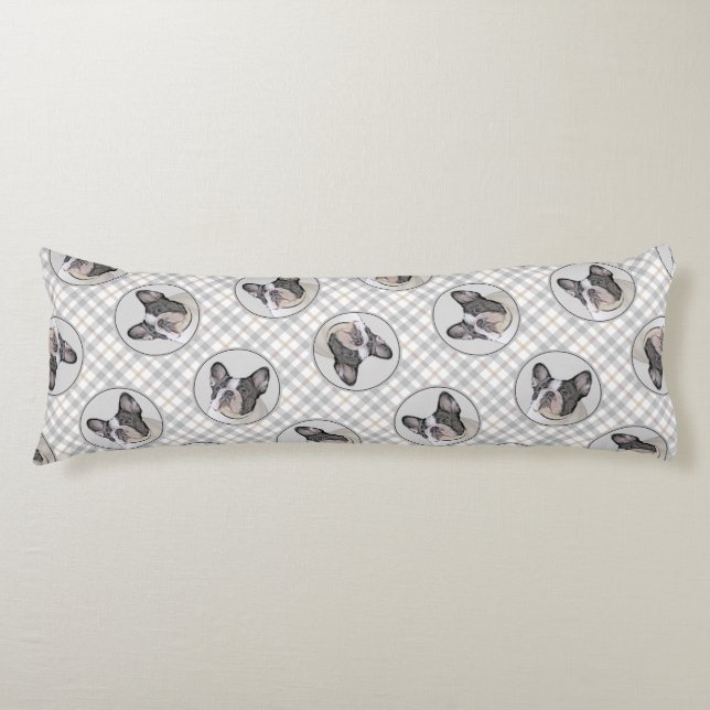 Französischer Bulldogge Malerei White Black Pied D Seitenschläferkissen (Vorderseite)