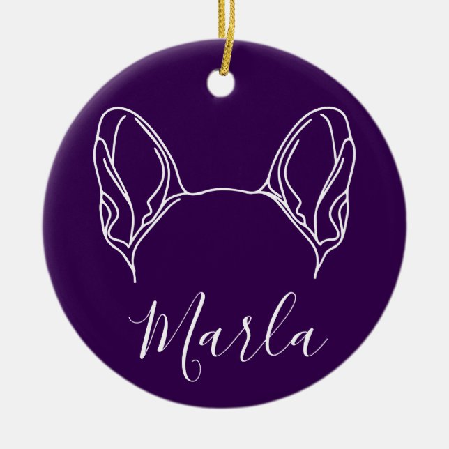 Französischer Bulldogge-Schmuck (Om Logo) Keramik Ornament (Vorne)