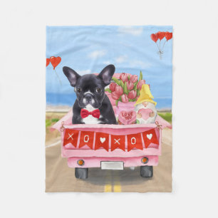 Französischer Bulldogge Valentinstag LKW Fleecedecke