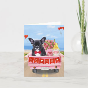 Französischer Bulldogge Valentinstag LKW Karte