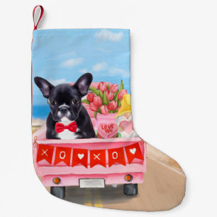 Französischer Bulldogge Valentinstag LKW Kleiner Weihnachtsstrumpf