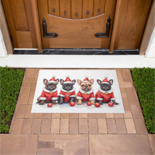 Französischer Bulldogge Weihnachtskleid Santa Hut Fußmatte