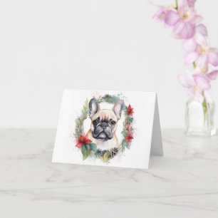 Französischer Bulldogge Weihnachtskranz Festlicher Karte