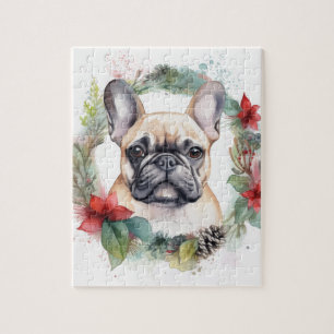 Französischer Bulldogge Weihnachtskranz Festlicher Puzzle