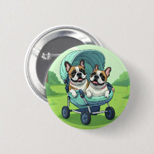 Französischer Bulldoggen Kinderwagen Button