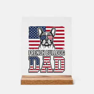 Französischer Bulldoggen-Vater Patriotisch Vintage Acrylschild