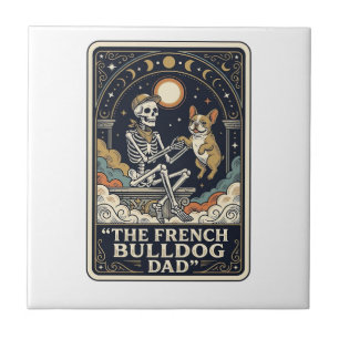 Französischer Bulldoggen-Vater Vintage-Skelett-Tar Fliese