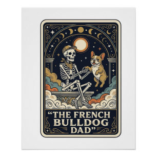 Französischer Bulldoggen-Vater Vintage-Skelett-Tar Poster