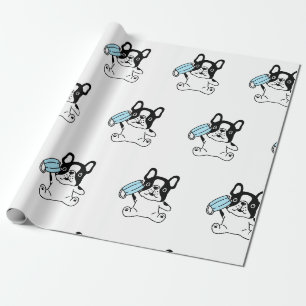 FRANZÖSISCHER BULLDOGGEN-WELPE MIT MASKE Geschenkp Geschenkpapier