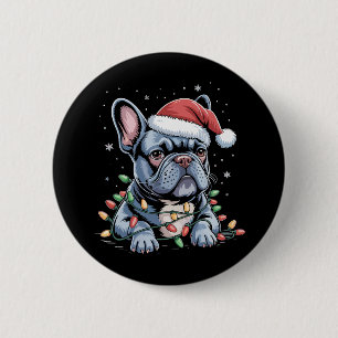 Französischer Bulldoggenliebhaber Frenchie Weihnac Button