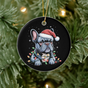 Französischer Bulldoggenliebhaber Frenchie Weihnac Keramik Ornament